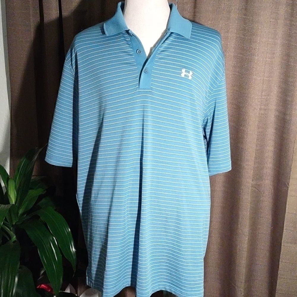 Under Armour Men's Blue Striped Polo Shirt